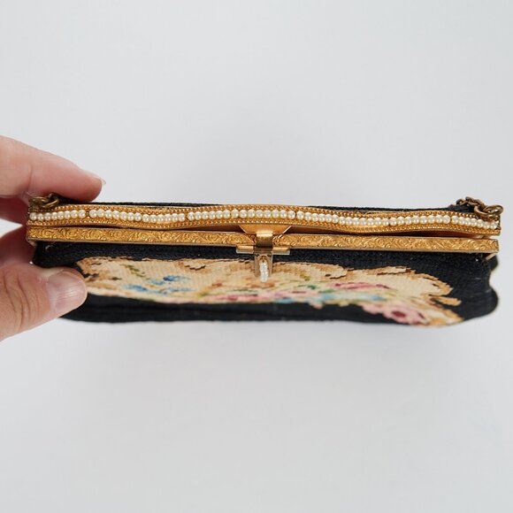 Vintage Petit Point Tapestry Evening Bag with Chain Strap - Picture 3 of 9
